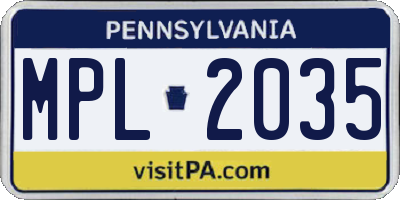 PA license plate MPL2035