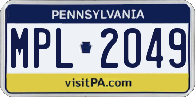PA license plate MPL2049