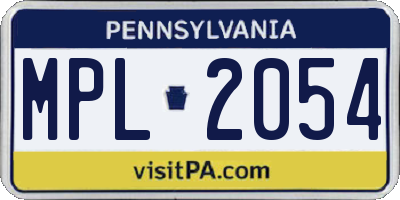 PA license plate MPL2054