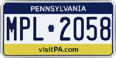PA license plate MPL2058