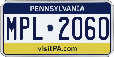 PA license plate MPL2060