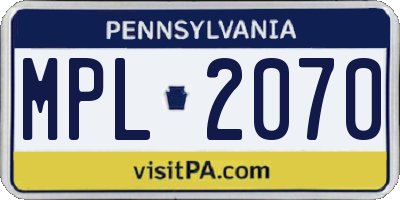 PA license plate MPL2070