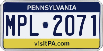 PA license plate MPL2071