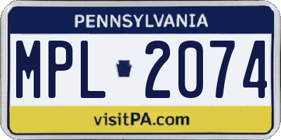 PA license plate MPL2074
