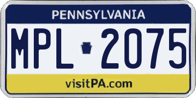 PA license plate MPL2075