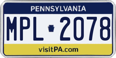 PA license plate MPL2078