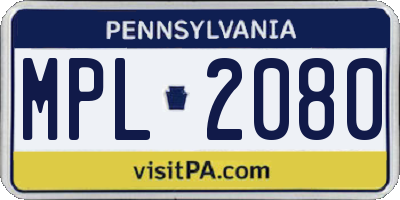 PA license plate MPL2080