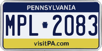 PA license plate MPL2083