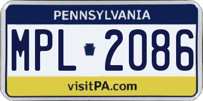 PA license plate MPL2086