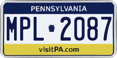 PA license plate MPL2087