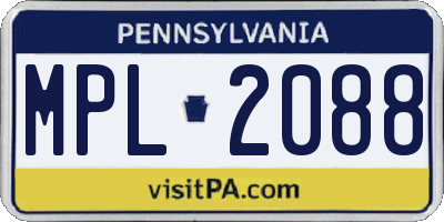 PA license plate MPL2088