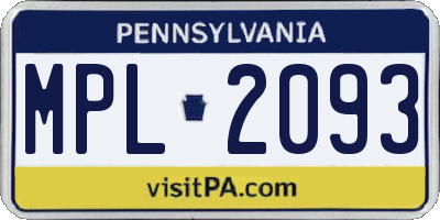 PA license plate MPL2093