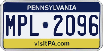 PA license plate MPL2096