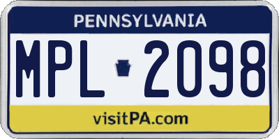 PA license plate MPL2098