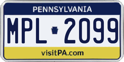 PA license plate MPL2099