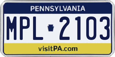 PA license plate MPL2103