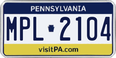 PA license plate MPL2104