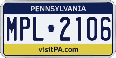 PA license plate MPL2106