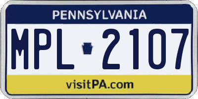 PA license plate MPL2107