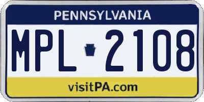 PA license plate MPL2108
