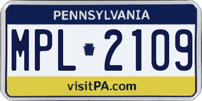 PA license plate MPL2109