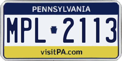 PA license plate MPL2113