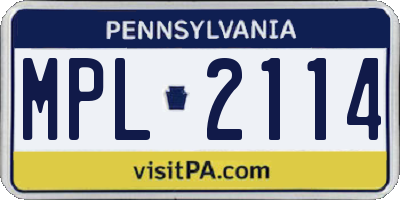 PA license plate MPL2114