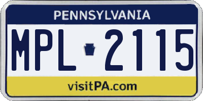 PA license plate MPL2115