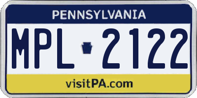PA license plate MPL2122