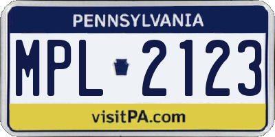 PA license plate MPL2123