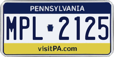 PA license plate MPL2125