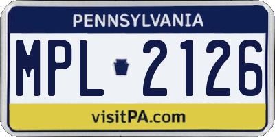 PA license plate MPL2126