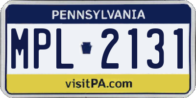 PA license plate MPL2131