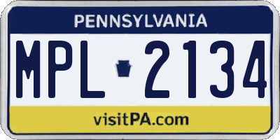 PA license plate MPL2134