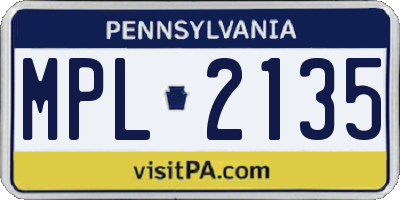 PA license plate MPL2135
