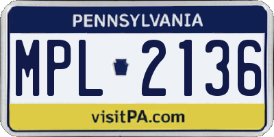 PA license plate MPL2136