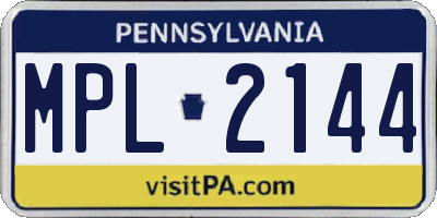 PA license plate MPL2144