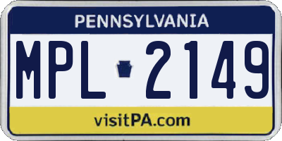 PA license plate MPL2149
