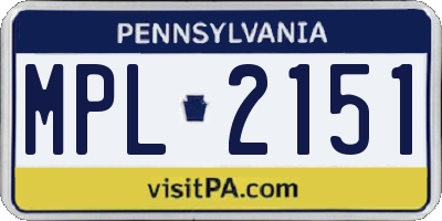 PA license plate MPL2151