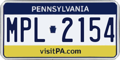 PA license plate MPL2154