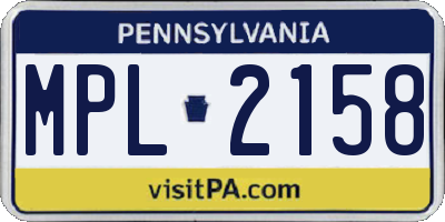 PA license plate MPL2158