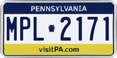 PA license plate MPL2171