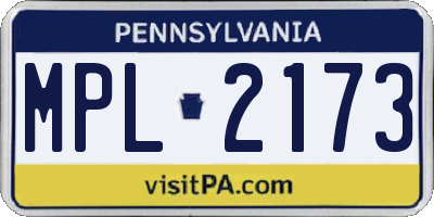 PA license plate MPL2173