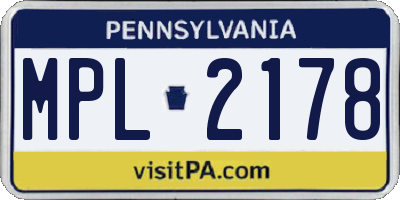 PA license plate MPL2178