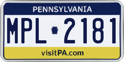 PA license plate MPL2181
