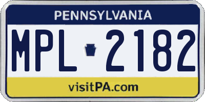 PA license plate MPL2182