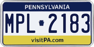 PA license plate MPL2183