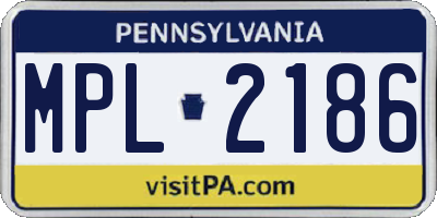 PA license plate MPL2186