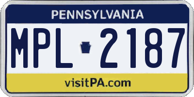 PA license plate MPL2187