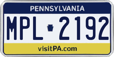 PA license plate MPL2192